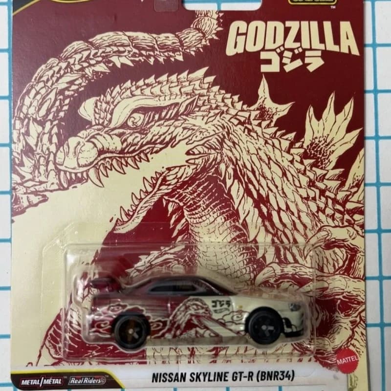 Modellino Auto Hot Wheels Premium Pop Culture in Scala 1/64 Skyline Gt-R - Giocattolo da Collezione Real Riders per Collezionisti