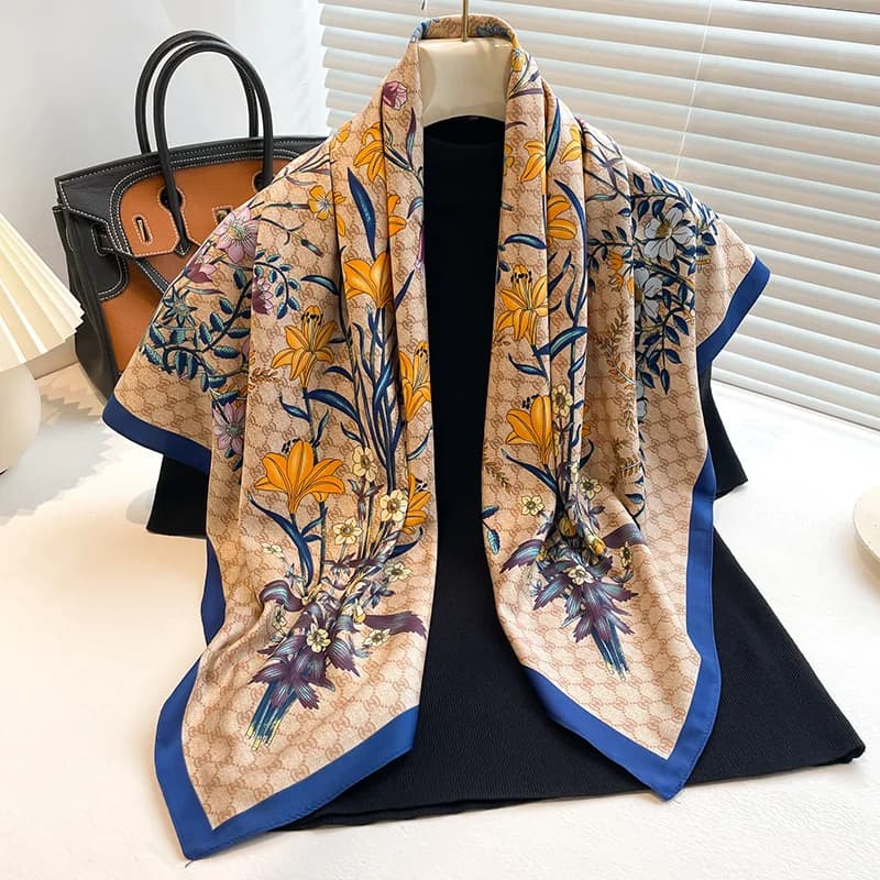 New Twill Satin Scarf 90cm, Women's Versatile Spring Summer Sun Protection Shawl, Neck Scarf, Headscarf, Fashion Accessory