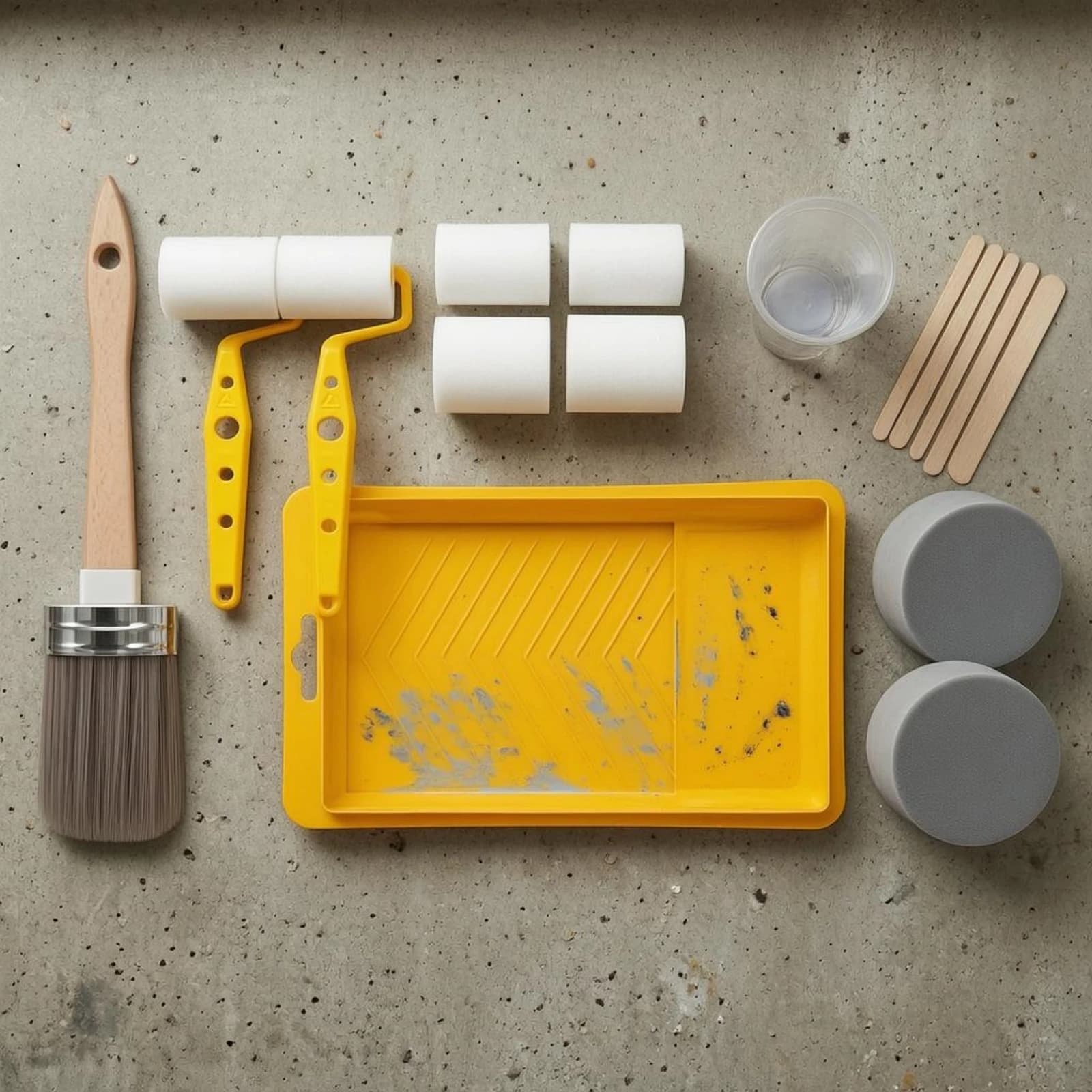 Kit di Strumenti per Pittura, Set di Rulli in Schiuma, Set di Rulli per Pittura con Misurino, Set di Pennelli a Rullo con Graduazioni