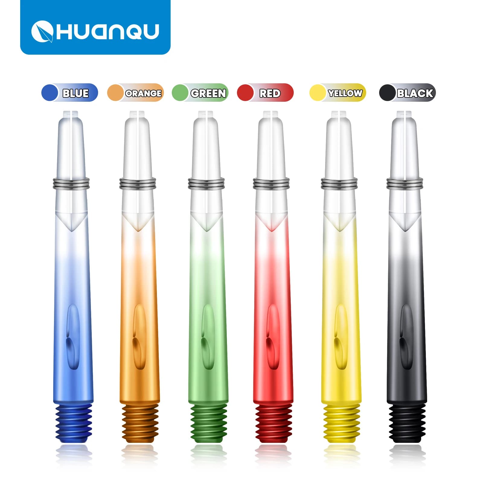 6-Pack of Transparent Colored Dart Shafts, Total Length 53mm, Made of Pc Material, Equipped with Spring Rings, Suitable for Standard 2Ba Thread, Dart Accessories