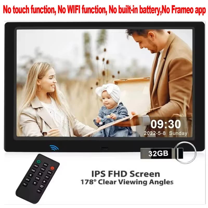 10 Inch Digital Photo Frame with 1280x800 IPS Screen Digital Picture Frame with 1080P Video Music Slideshow Full Function