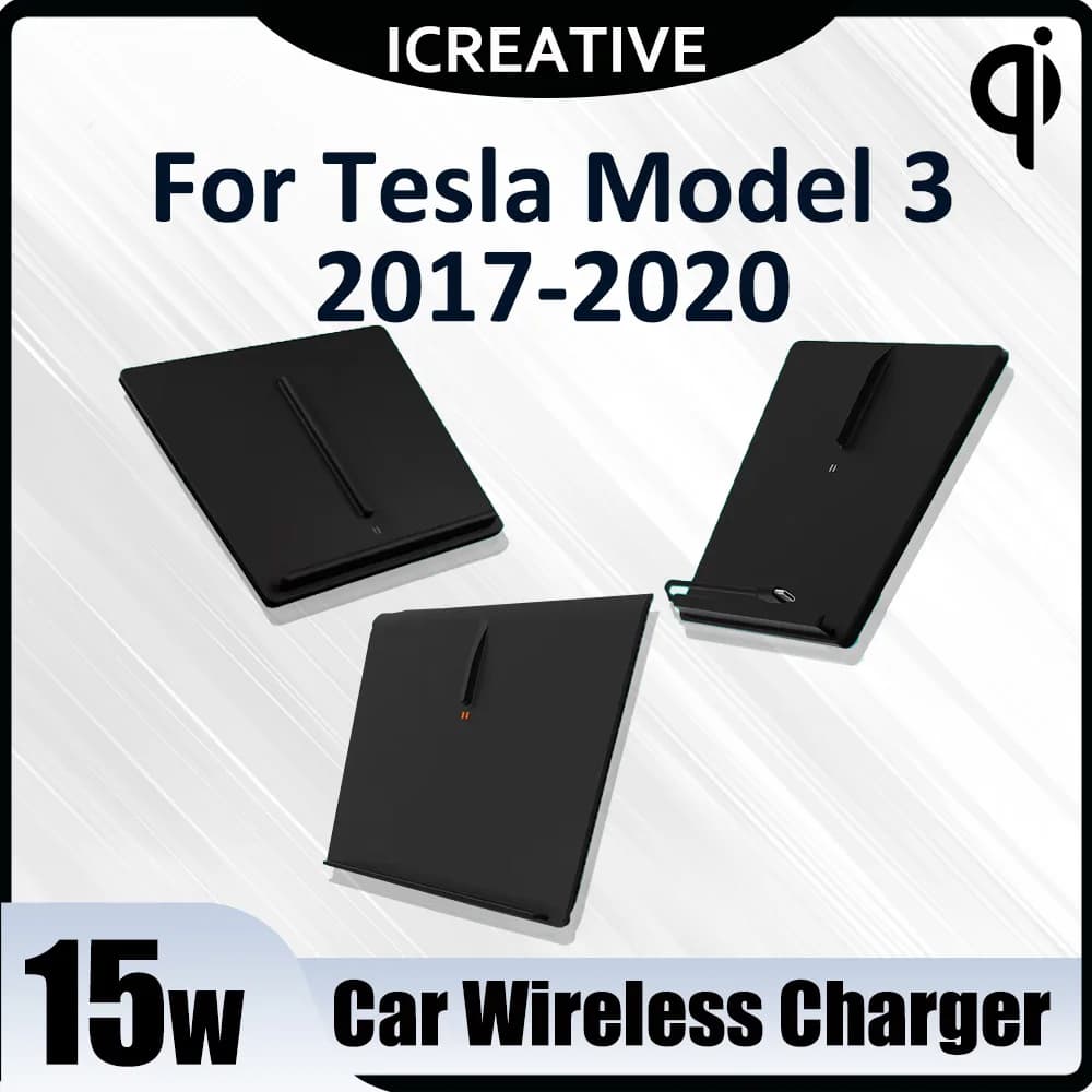 Wireless Car Charger for Tesla Model 3 2017 2018 2019 2020 Wireless Charging Pad for Phone Central Console Interior Car Accessories