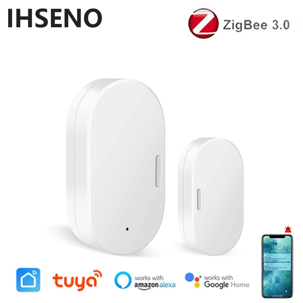 Tuya Smart Zigbee Sensore porta Rilevatore porta aperta/chiusa Allarme domestico Protezione di sicurezza Controllo intelligente della vita tramite Alexa Google Home