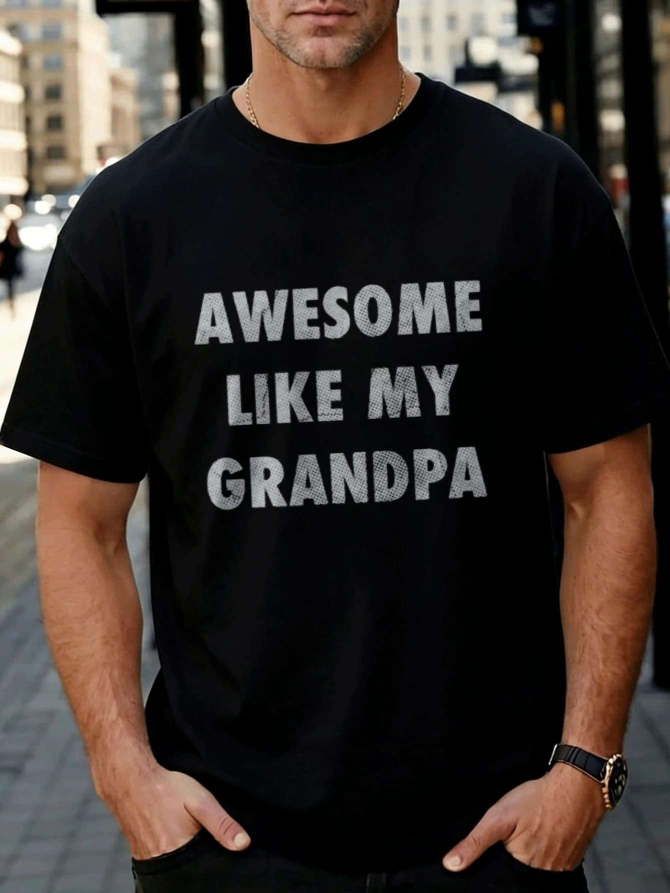Fantastica maglietta grafica Like My Grandpa T-shirt stampata girocollo da uomo Abbigliamento estivo casual Comodo top unisex in stile tessuto morbido