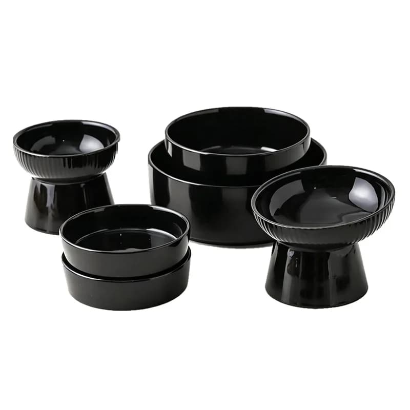 Cibo ciotola per l'acqua Pet Animal piatti per mangiare in ceramica mangiatoia per gatti piede alto colore nero cucciolo ciotole per gattini accessori per cani