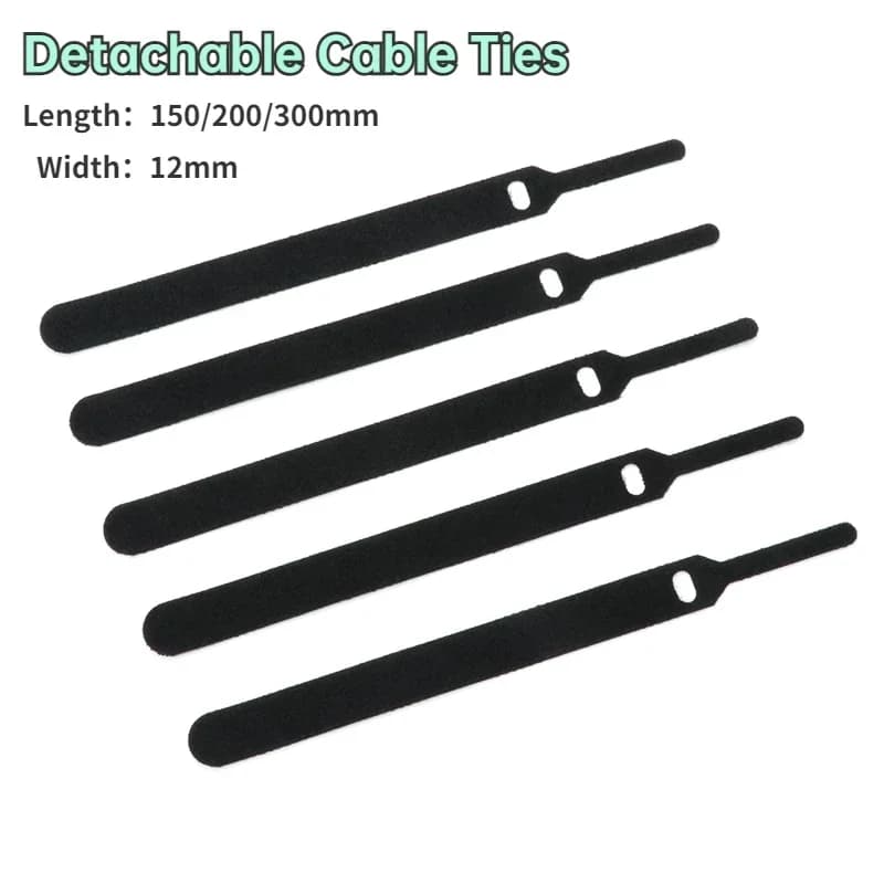 Organizzatore di cavi Fascette rilasciabili Nero 15/20/30 cm Cinghie ad anello con gancio in nylon Avvolgere Zip Bundle Fasciatura Fascetta di fissaggio in plastica