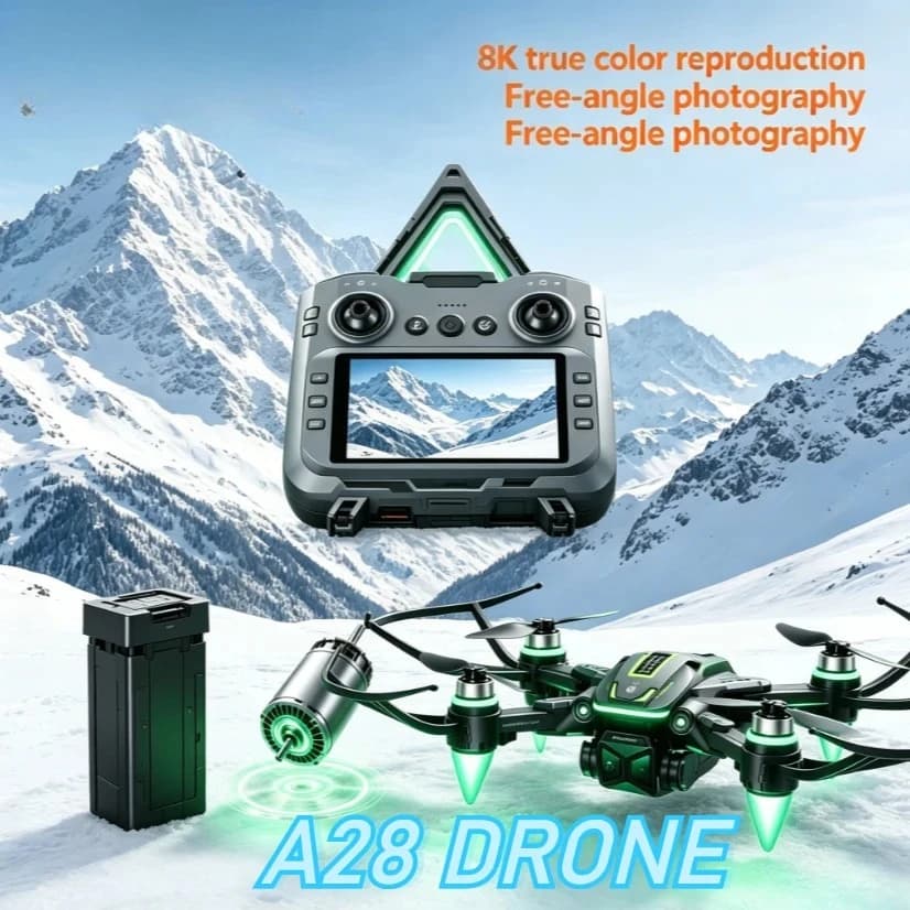 Drone Pieghevole Lenovo A28 con Riprese 8K HD, WiFi 5G, GPS, Volo Stazionario, Decollo e Atterraggio con Un Tasto, Quadricottero Telecomandato Giocattolo