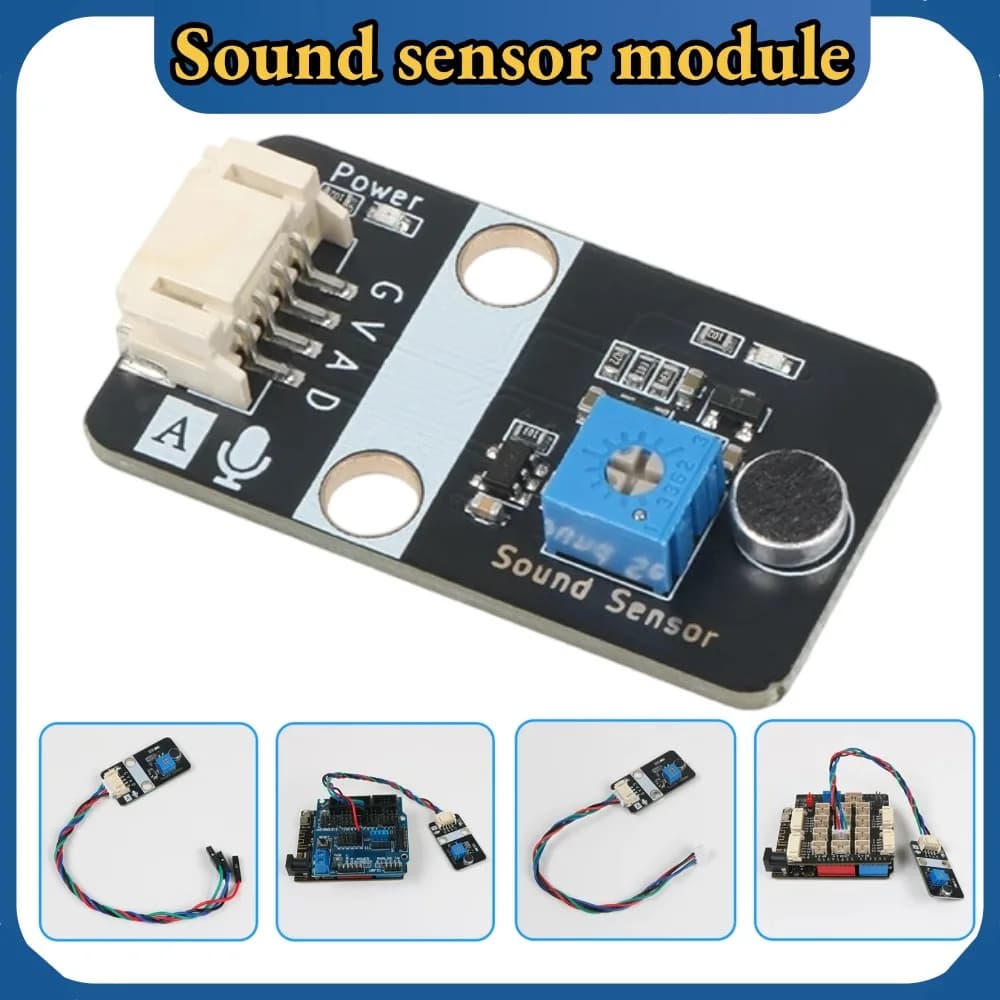 Sound Sensor Module with Protective Shell, Read Analog & Digital Values, PH2.0 Interface for Arduino ESP32 Microbit Raspberry Pi