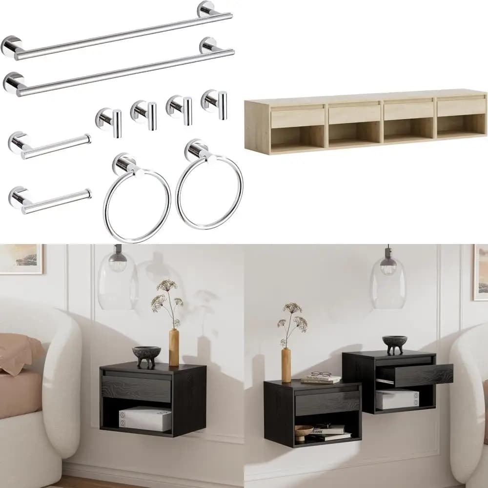 Set di accessori per il bagno in acciaio inossidabile, portasciugamani da 10 pezzi e portasciugamani da bagno, supporto a parete da 24 pollici, materiale durevole SUS304
