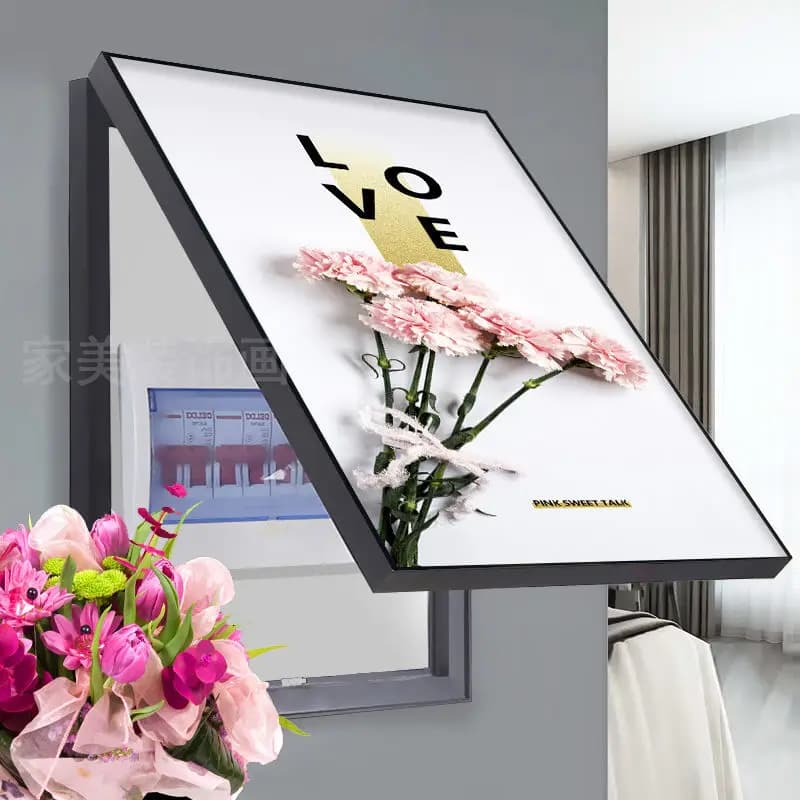 Scatola del contatore elettrico verticale pittura casa soggiorno murale decorativo con cornice ocezione immagine di arte della parete sollevare il coperchio Decor