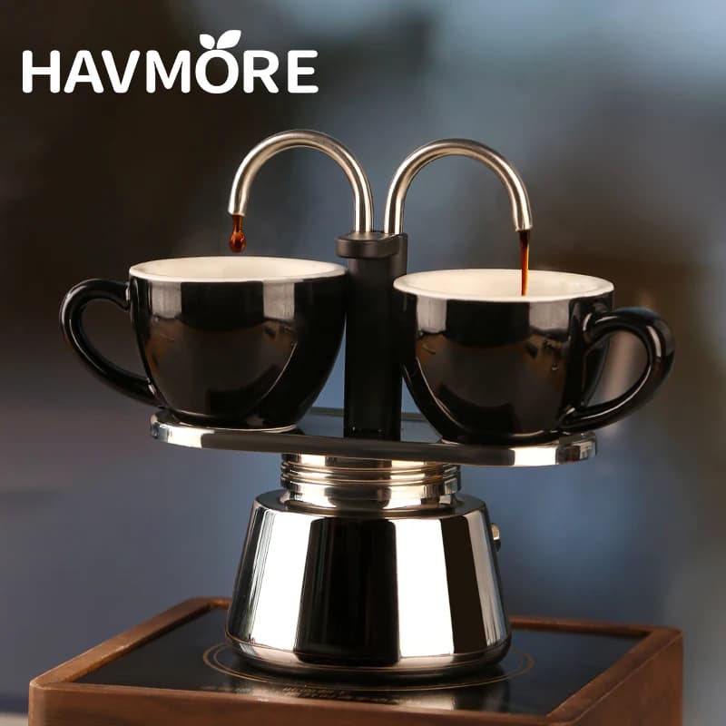 Mini moka in acciaio inossidabile per caffettiera espresso da 1 2 4 tazze con design unico