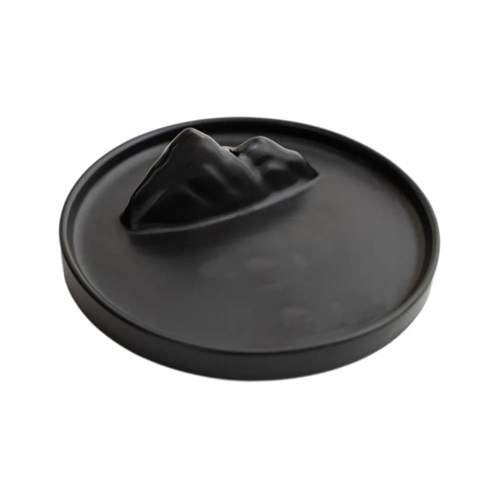Bruciatore di incenso in ceramica antiscivolo, rotondo, con superficie liscia, porta bastoncini di incenso, fatto a mano, con fondo piatto, vassoio per bruciare l'incenso