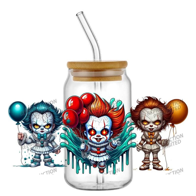 Nuovo Design The Killer Series 3D Decalcomania UV DTF Cup Wraps per 16oz Impermeabile UV DTF Trasferimento Adesivo Occhiali Tazza FAI DA TE Wrap Sticker