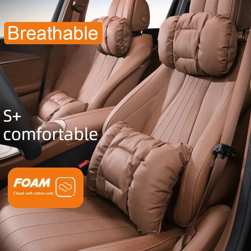 Car Headrest PU Leather Neck Support Backrest Cushion Breathable Car Neck Pillow For Ford Mercedes-Benz Lexus BMW Audi Toyota