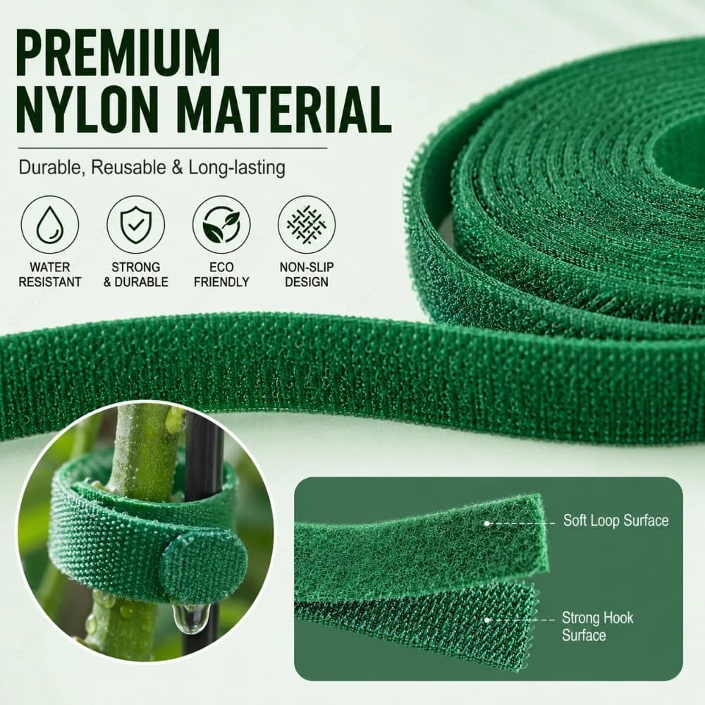 Fascette Regolabili Antiscivolo in Nylon con Chiusura a Strappo, 50/100 Pezzi, Stabilizzatori Riutilizzabili per Piante, Supporto per Semenzali, Giardino Domestico