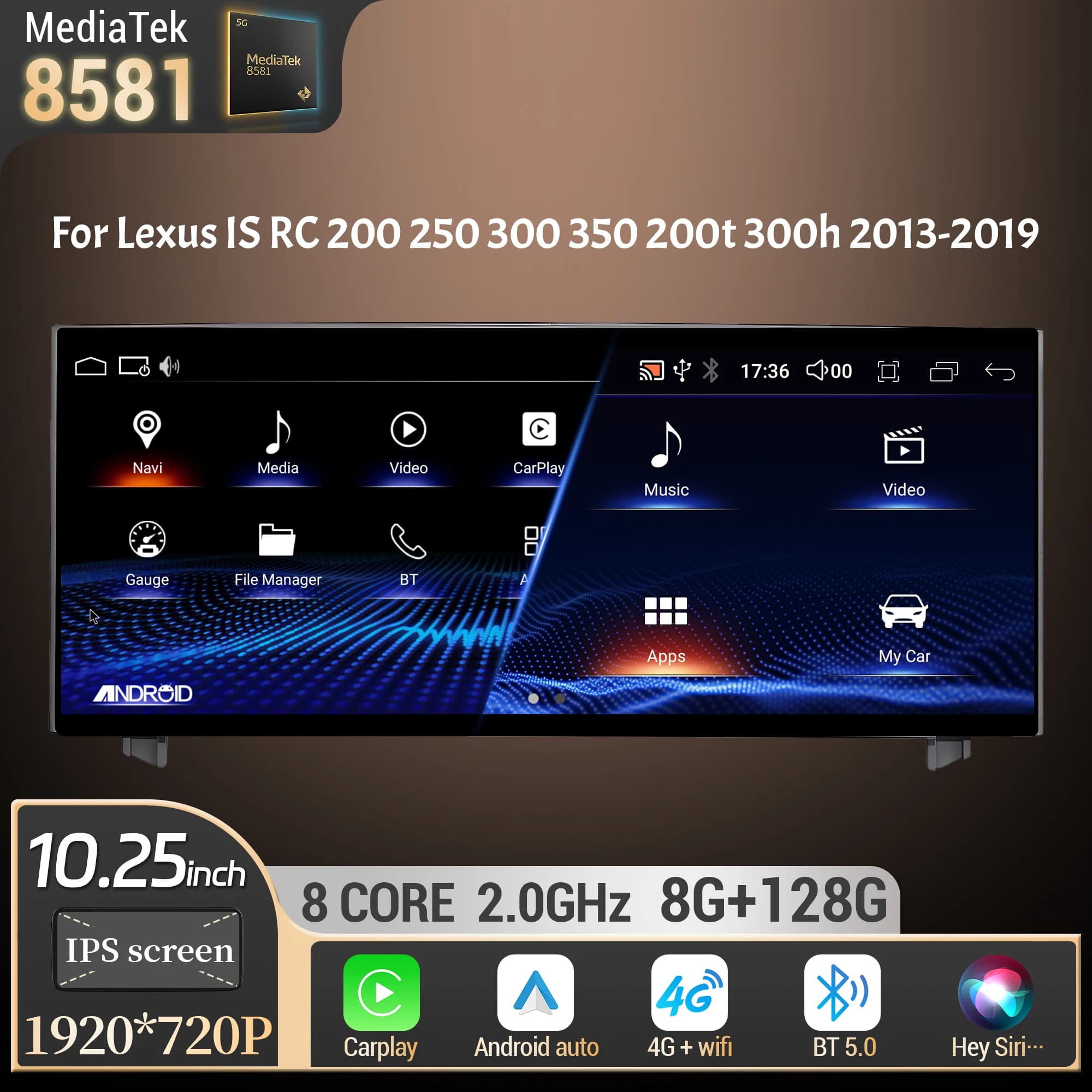 10.25 "Per Lexus IS RC 200 250 300 350 200t 300h 2013-2019 Autoradio Multimedia Navigazione Wireless CarPlay Touch Screen Stereo