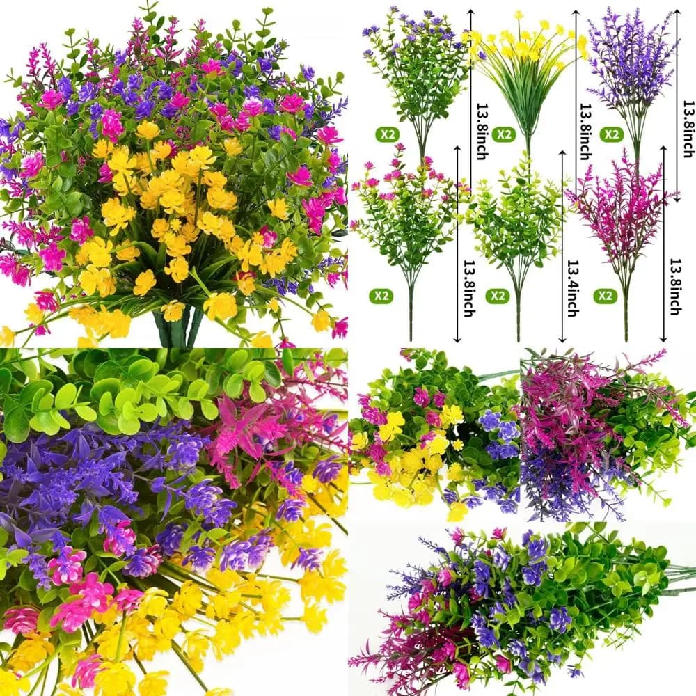 12 pacchi fiori finti artificiali per esterni resistenti ai raggi UV non sbiadiscono piante arbusti in plastica finta bosso per finestra del portico del patio del giardino