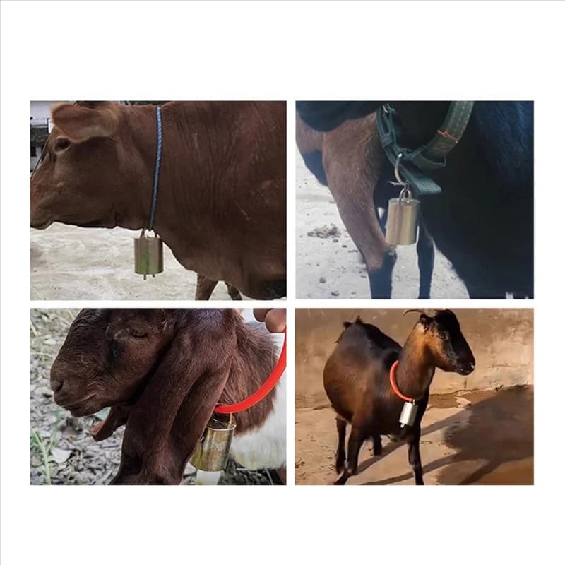 A03F-6PCS Campana sospesa per bovini e pecore Campane di mucca di Natale Decorazioni per maniglia della porta per pascolo Cavallo da fattoria con corda