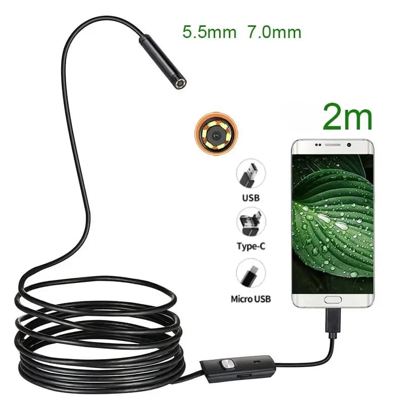 Endoscope Android 5.5 7MM 3 in 1 USB/Micro USB/Tipo-C Periscope inspection camera Waterproof for Smartphone