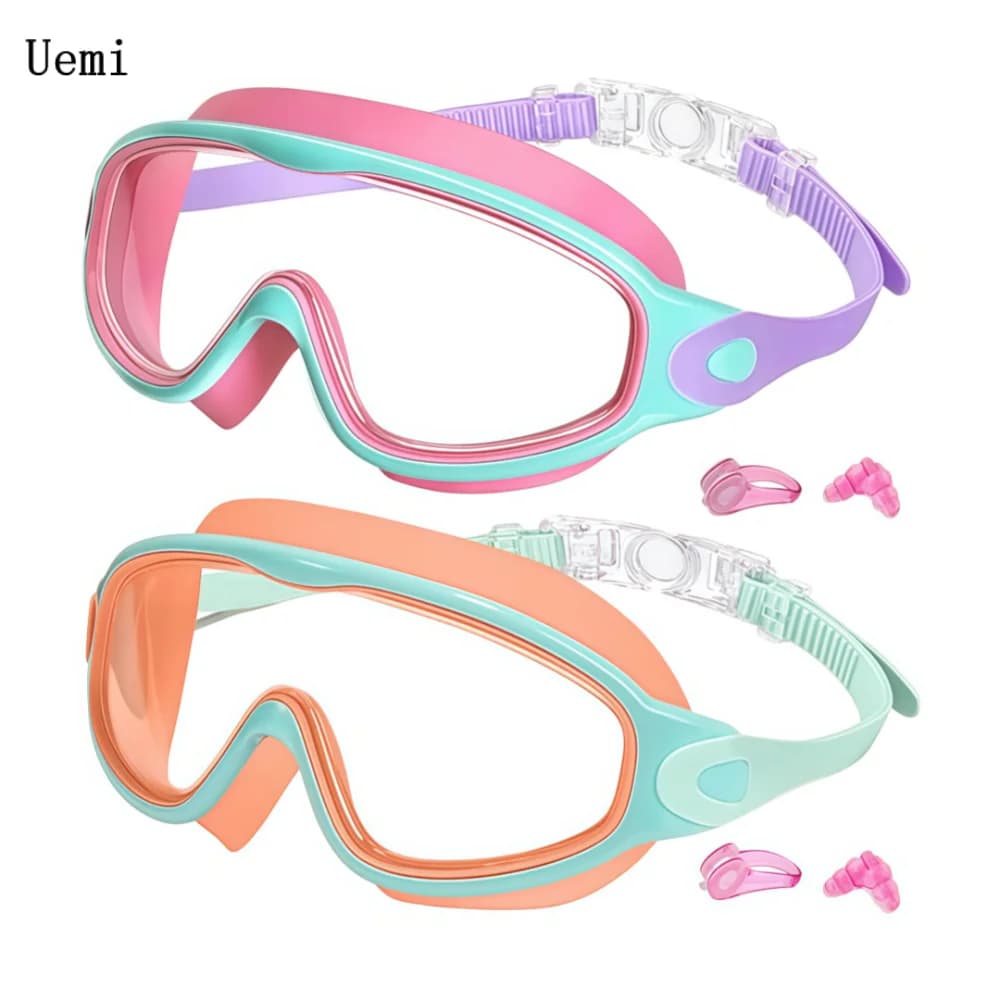 Swimwear for children with large, colorful frame, anti-fog, UV380 protection, clear vision, for children and boys (3-14 years)