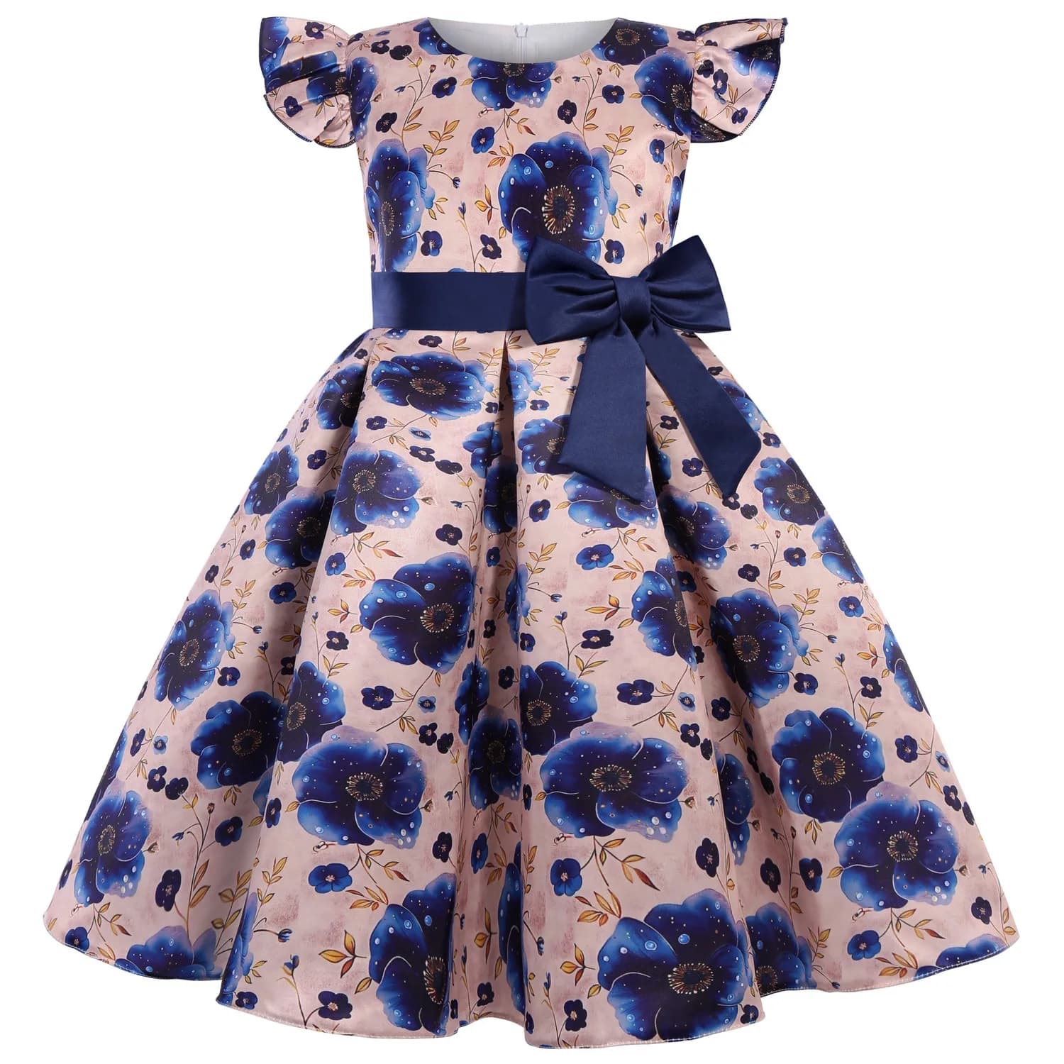 2-10 anni ragazze vestono fiori estivi maniche volanti fiocco ragazze principessa abito host costumi di performance nuovi vestiti per bambini di moda