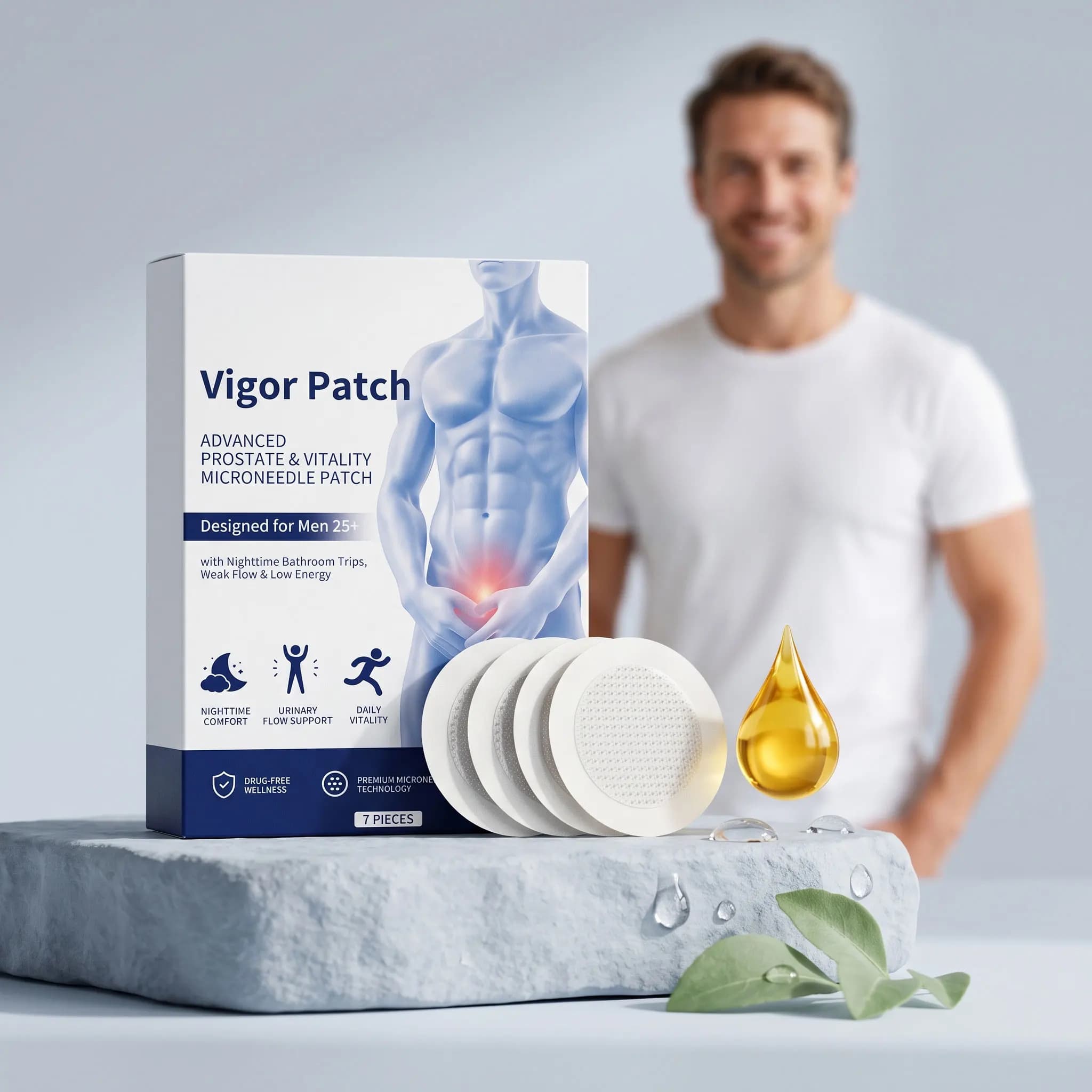 Men's Vigor Care Patches, Gentle Skin-friendly Moisturizing Body Patches, Comfort Daily External Male Wellness Stickers