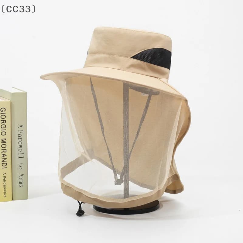 maveraCC33 Cappello antizanzare pieghevole con rete nascosta Mesh Repellente UV Protezione per insetti e api Visiera esterna Cappello da pescatore Cappello da pesca