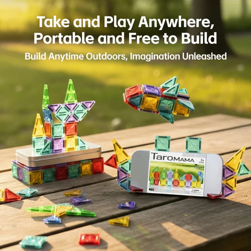 Giocattoli educativi Montessori Set magnetici Piastrelle magnetiche per regali per bambini Blocchi di costruzione Bambini Giocattoli da costruzione modello fai da te