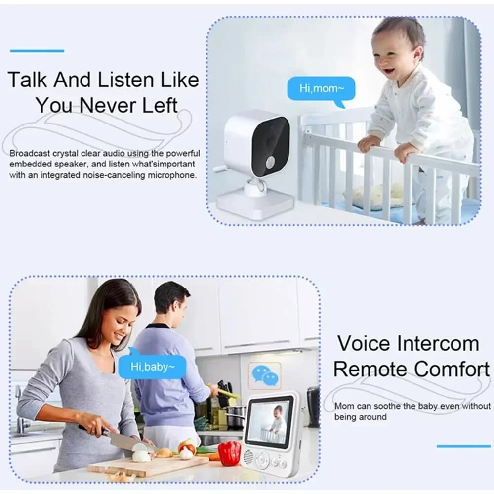 Baby monitor da 2,8 pollici Telecamera di sicurezza wireless per bambini Rilevamento della temperatura audio bidirezionale Monitor elettronico per allarme alimentazione / crus