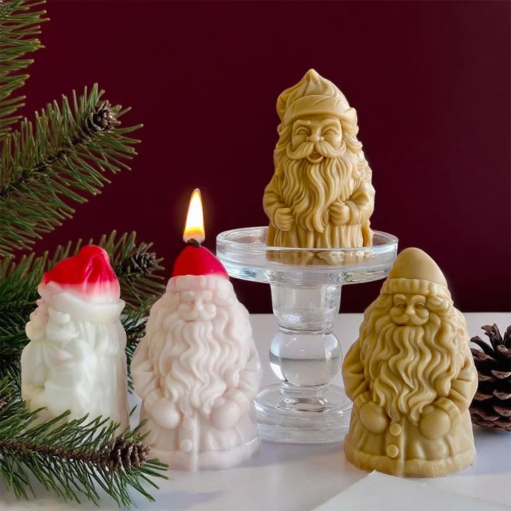 Stampo in Silicone di Babbo Natale per Resina, Gesso e Argilla Polimerica - Ideale per Creazioni Fai-da-Te e Candele