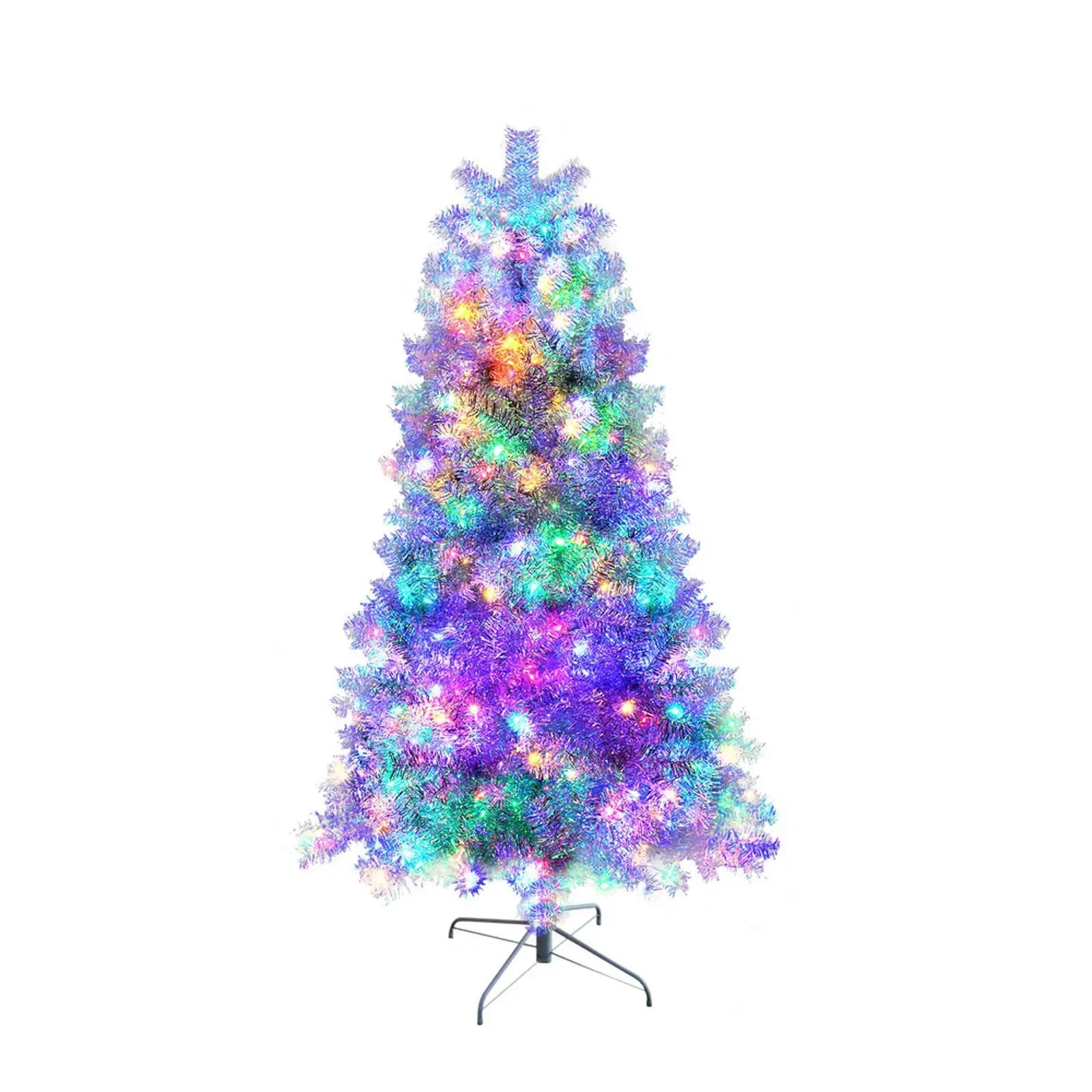 Albero di Natale artificiale pre-illuminato in nastro da 6 piedi, albero pieno incernierato con metallo