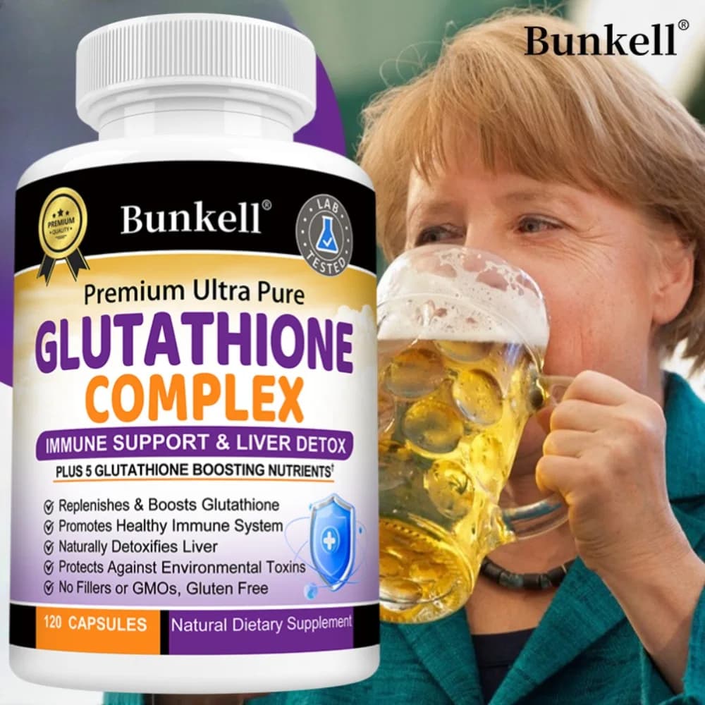 Integratore di Glutatione 500mg - Detox del Fegato con Quercetina, Vitamina C, Cardo Mariano, Supporto Immunitario, Salute Immunitaria Potenziata