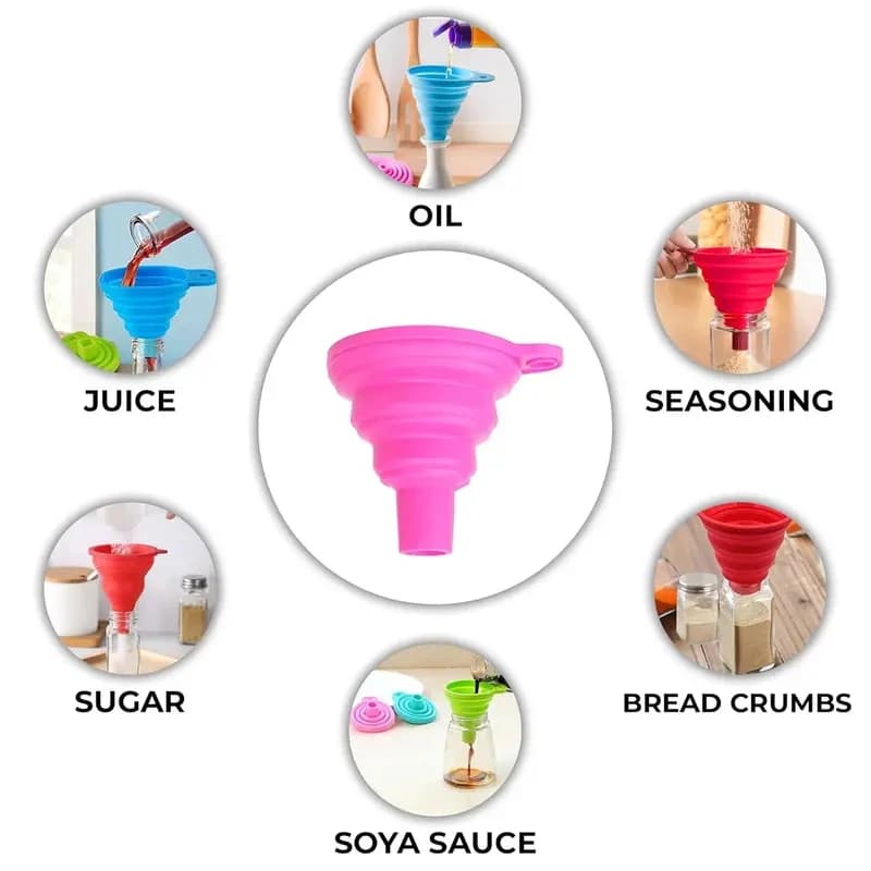 2 Pezzi Imbuto Pieghevole Telescopico in Silicone a Collo Lungo, Strumento Creativo per Erogazione Liquidi Domestico, Mini Utensile da Cucina
