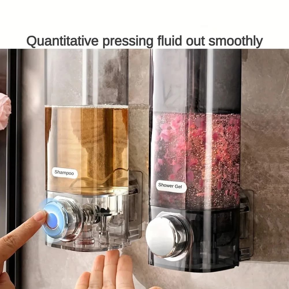 Wall Mounted 450ml Liquid Soap Dispenser Self=Adhesive Shampoo Conditioner Dispenser For Shower Bathroom Hospital Hotel=