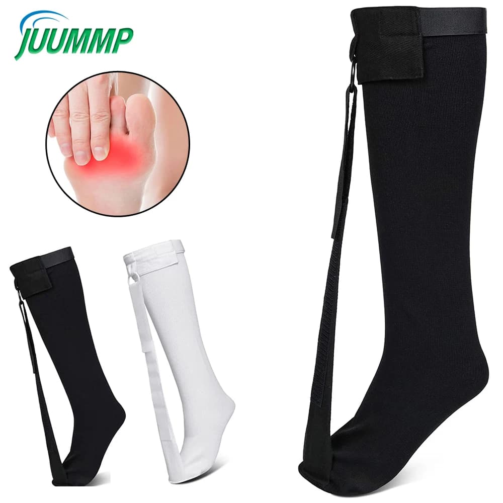 1 set piede goccia fascite plantare calza notte calze morbida allungamento stecca per dormire, compressione sollievo dal dolore al tallone