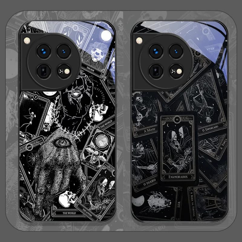 Cover per Telefono in Vetro Temperato con Stampa Carte dei Tarocchi Gotiche Vintage per OnePlus 13 R 12 11 ACE2 ACE3 Nord 2T CE4 CE2 CE3 Lite 5G