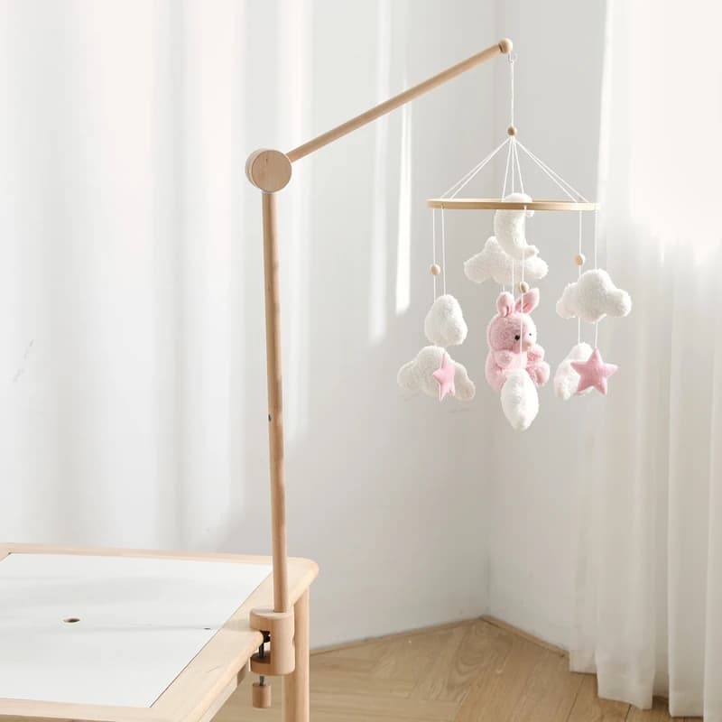 Nuova staffa per campanello in legno per bambini 0-12 mesi Mobile in legno appeso sonaglio porta giocattoli accessori decorativi staffa per braccio regalo per bambini