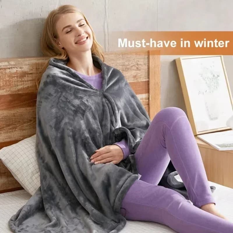 USB Indossabile Riscaldamento Coperta Elettrica Scialle Velluto Corallo 8 Aree Riscaldate Riscaldamento Veloce 3 Livello Riscaldato Coperta Scaldino Corpo Portatile