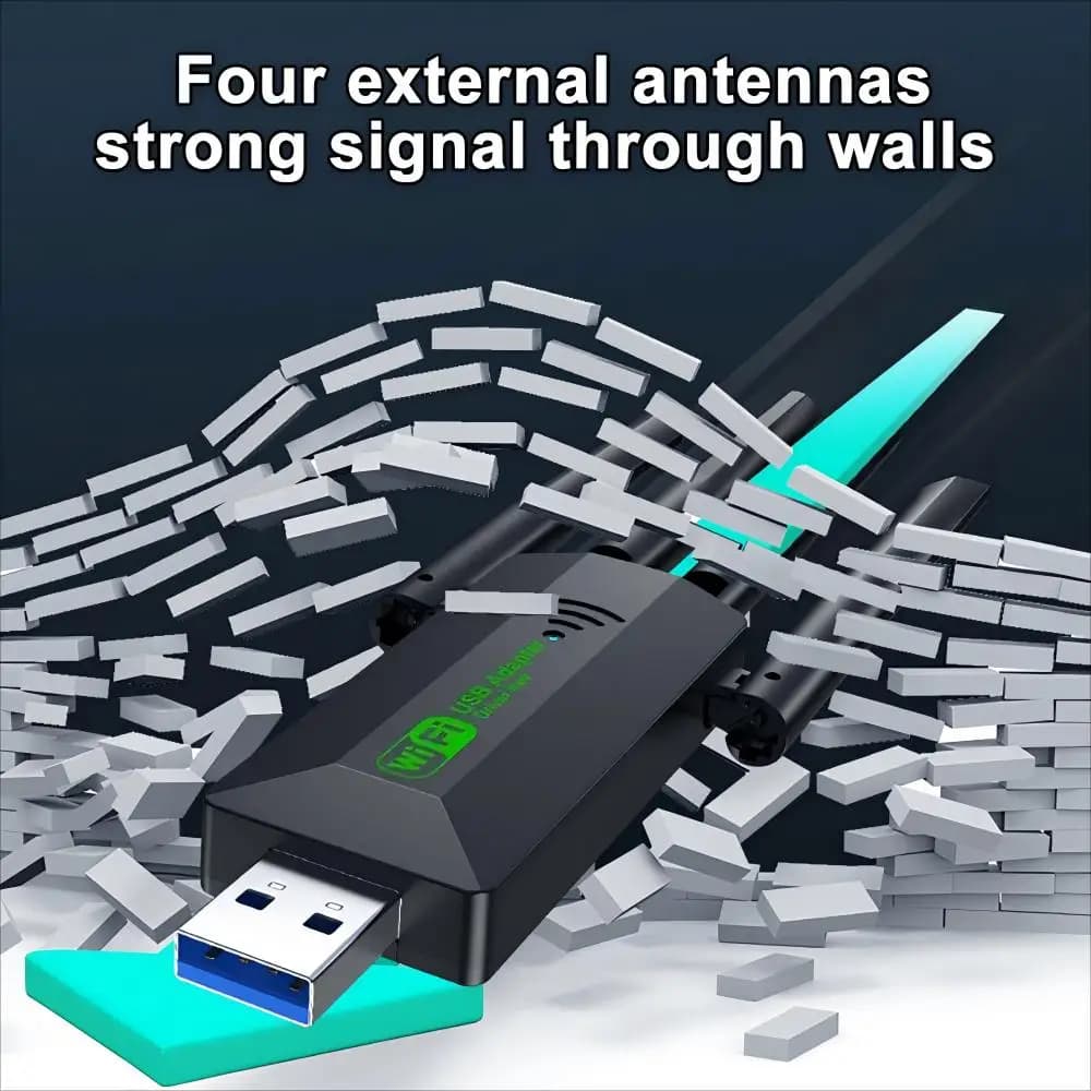 USB 3.0 WiFi 6 Adapter 802.11AX 4 Antenna 1200Mbps Dual Band 2.4G 5G Wireless Network Card For Windows 10 11