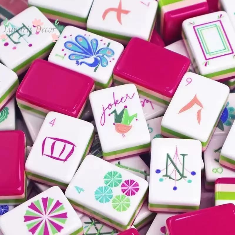 American version of rose-red acrylic American mahjong tiles, home gift set, hand-rubbed cards, high-end crystals