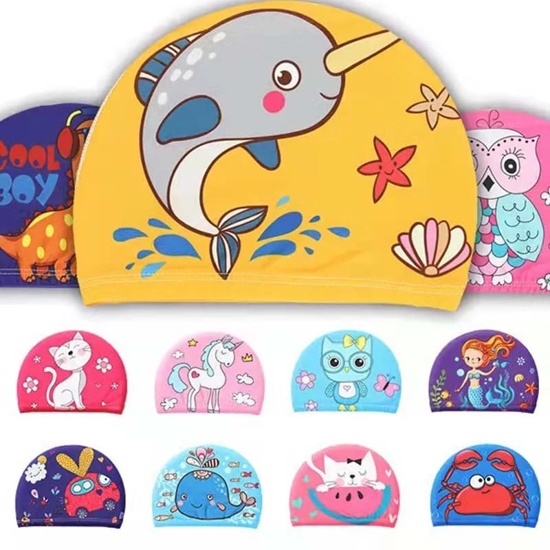 Kids swimming headphones, for boys and girls, universal, comfortable, with earphones in the shape of animated cardboard, cute swim headphones, baby fabric headphones
