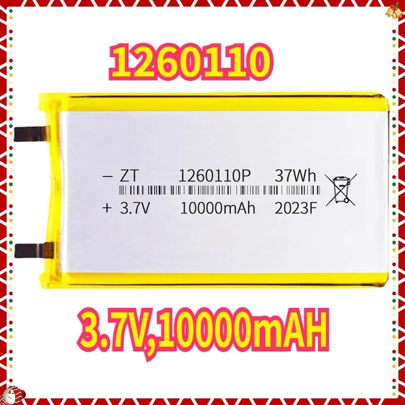 2 PZ Nuove batterie di buona qualità 3,7 V, 10000 mAH, 1260110 Batteria ai polimeri di ioni di litio/Li-ion per GIOCATTOLI, POWER BANK, GPS