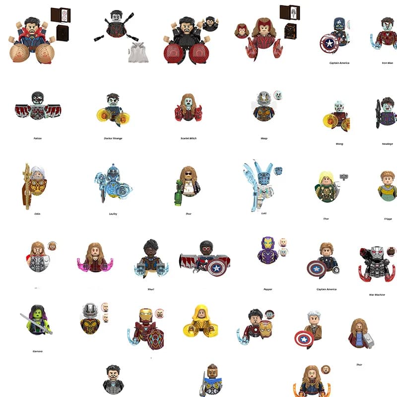 Blocchi da Costruzione dei Supereroi Marvel: Iron Man, Captain America, Thor, Scarlet Witch, Modellini da Collezione, Regalo per Bambini