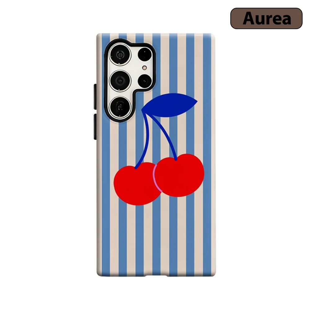 Cover per Telefono con Motivo a Ciliegie per Samsung Galaxy S25 Ultra S24 S23 Ultra Plus, Custodia Antiurto a Doppio Strato Resistente