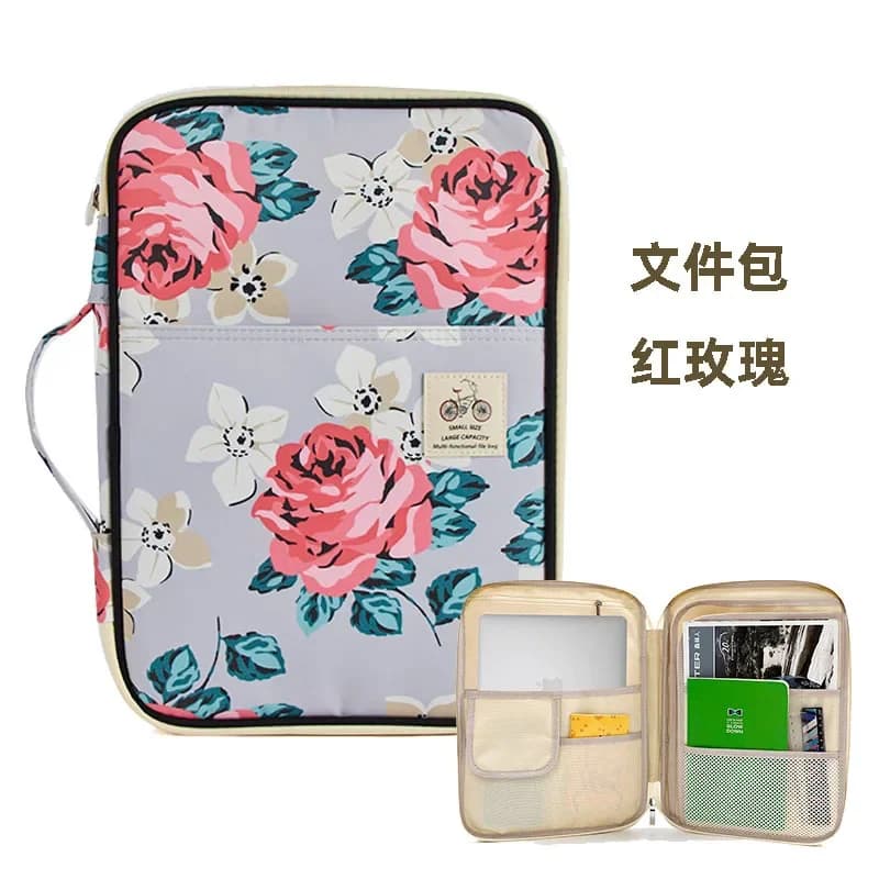 1 borsa per documenti borsa portatile con cerniera borsa multifunzione per archiviazione A4 cartella di file