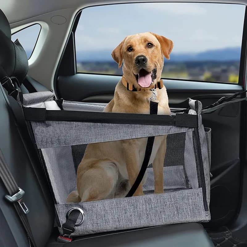 Seggiolino auto portatile per cani, letto da viaggio pieghevole con protezione in rete di sicurezza, seggiolino auto impermeabile per animali domestici, per cani, gatti, viaggi in auto