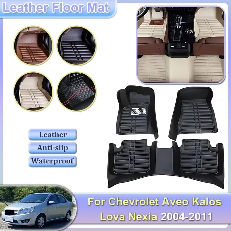 Per Chevrolet Aveo Kalos Lova Nexia T200 T250 2004 ~ 2011 Auto Tappetino In Pelle Fodera Del Piede Tappeto Impermeabile Pad Accessorio Personalizzato