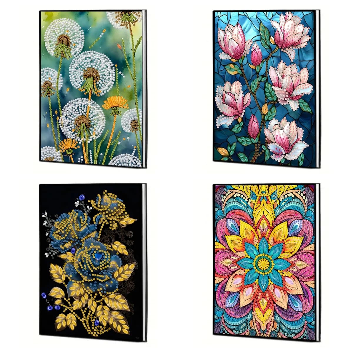 1pc fai da te fiori diamante arte ufficiale pittura notebook senza linee notebook in pelle PU con strass per regali di festa di compleanno