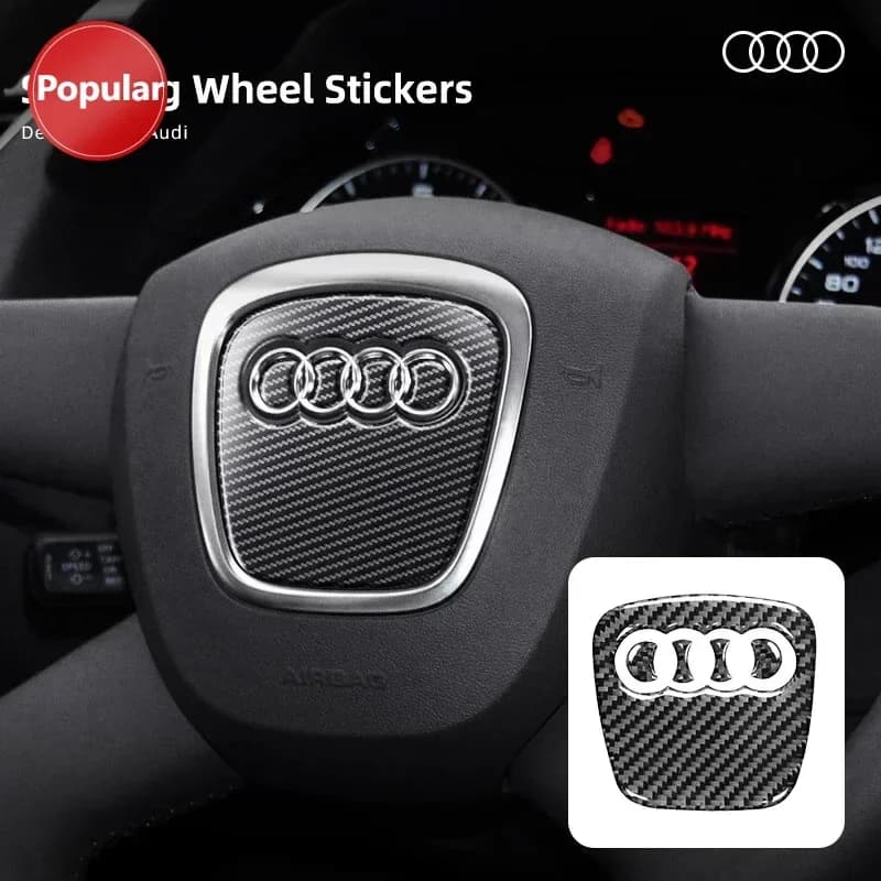 Per Audi A4 B7 B6 A3 8P A5 A6 C6 Q5 Q7, adesivo per volante in fibra di carbonio, copertura per interni auto, accessori auto, styling auto