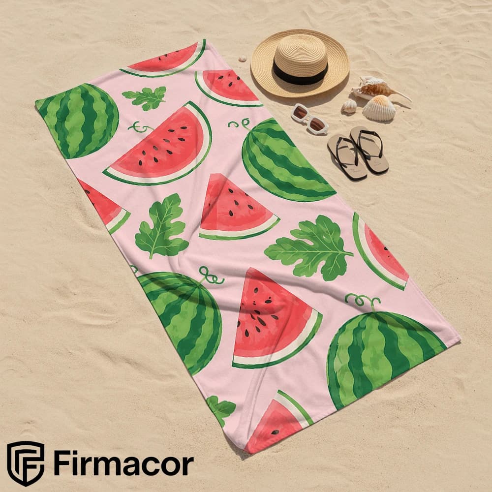 Pink Background Watermelon Soft Portable Travel Towel Unisex Ultra Lightweight Microfiber Oversized Sand Quick Dry Beach Towel